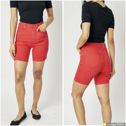 Judy Blue Americana Red Denim Shorts - #9360-9367