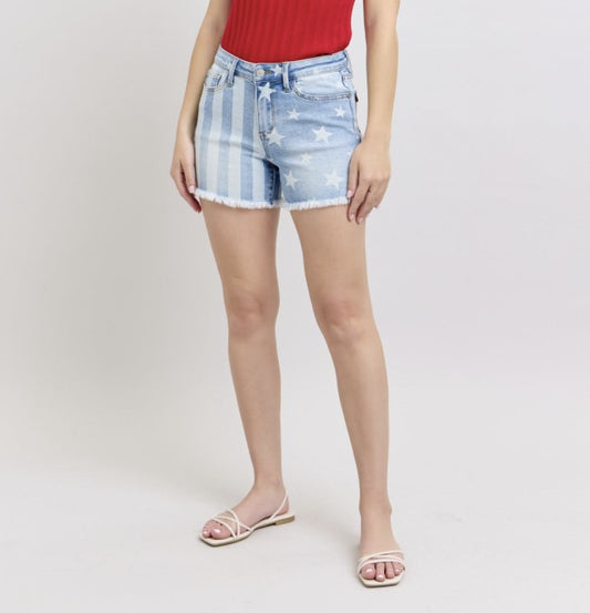 Judy Blue Stars & Stripes Denim Shorts - #9368-9374