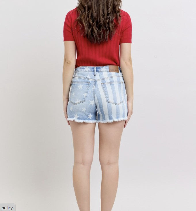 Judy Blue Stars & Stripes Denim Shorts - #9368-9374