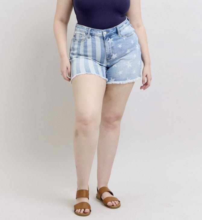 Judy Blue Stars & Stripes Denim Shorts - #9368-9374
