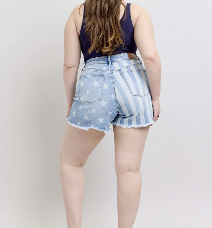 Judy Blue Stars & Stripes Denim Shorts - #9368-9374