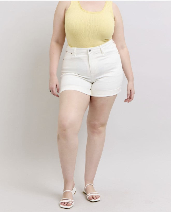 Judy Blue White Cuff Shorts - #8880-8886