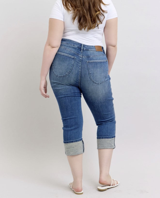 Judy Blue 88772 - Capri Jeans- Tummy Control Cuff Capri - #8902-8916