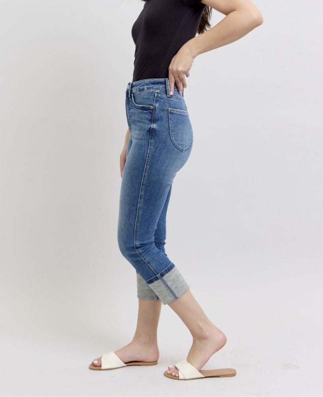 Judy Blue 88772 - Capri Jeans- Tummy Control Cuff Capri - #8902-8916