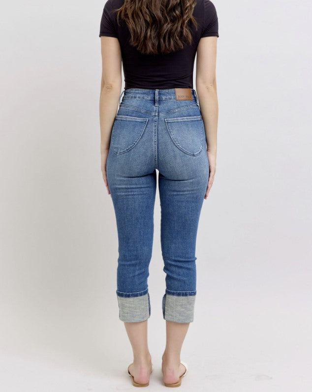 Judy Blue 88772 - Capri Jeans- Tummy Control Cuff Capri - #8902-8916