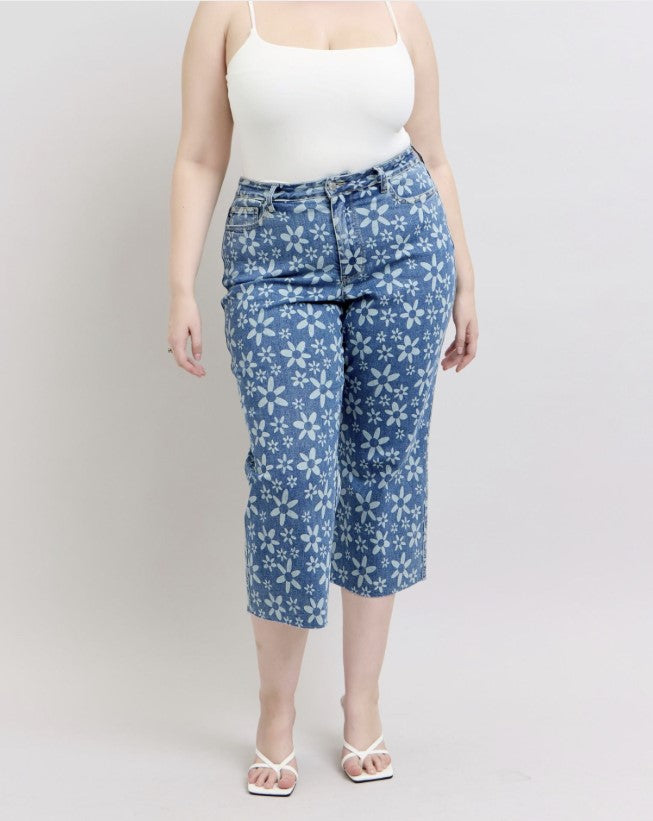 Judy Blue 88772 - Flower Print Crop Jeans -#8887-8901