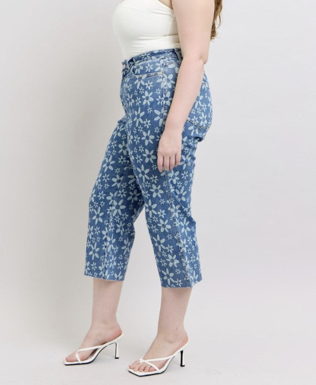 Judy Blue 88772 - Flower Print Crop Jeans -#8887-8901