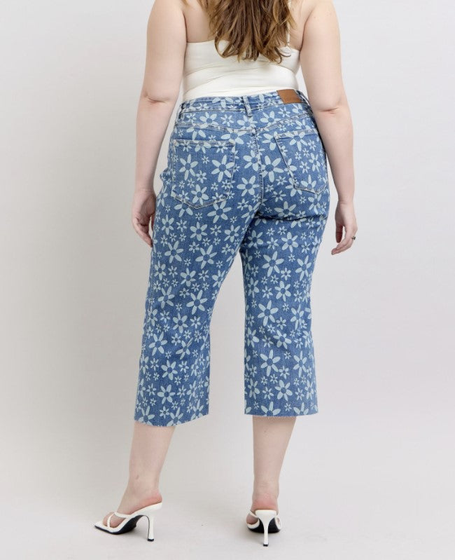 Judy Blue 88772 - Flower Print Crop Jeans -#8887-8901