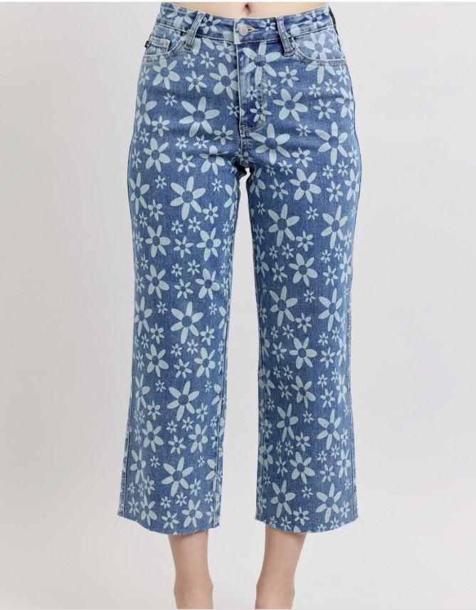 Judy Blue 88772 - Flower Print Crop Jeans -#8887-8901