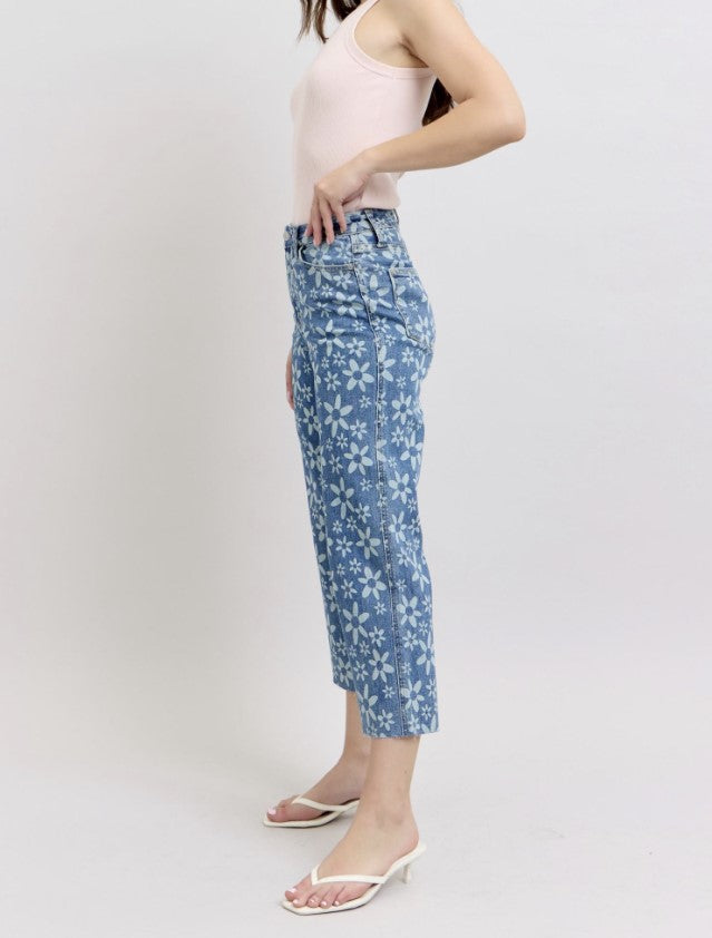 Judy Blue 88772 - Flower Print Crop Jeans -#8887-8901