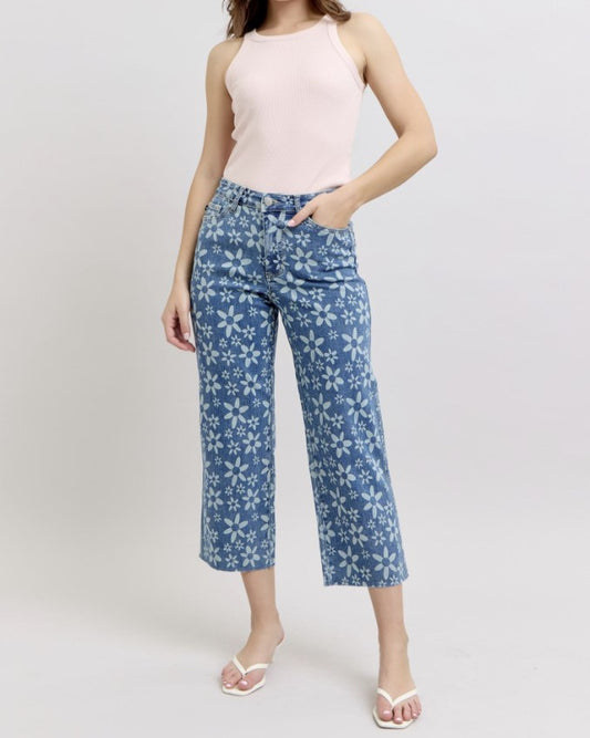 Judy Blue 88772 - Flower Print Crop Jeans -#8887-8901