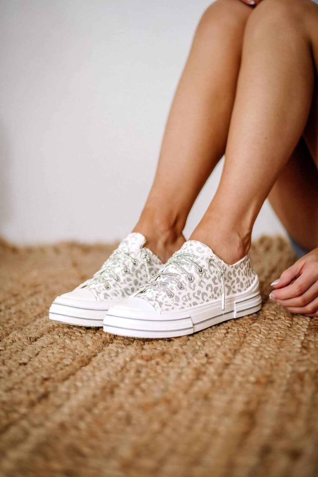 Gypsy Jazz - White Leopard Sneakers - #8755-8764