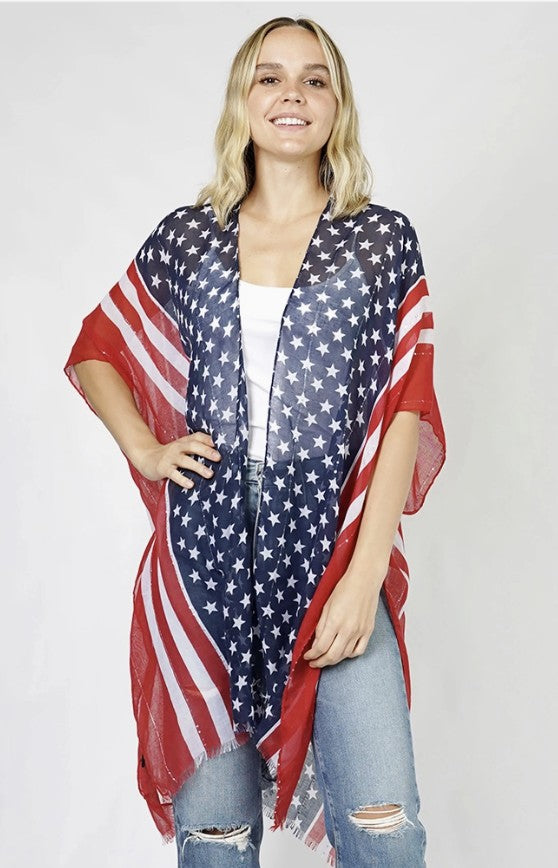 American Flag Sequin Kimono - #8986
