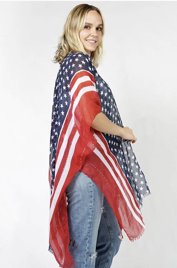 American Flag Sequin Kimono - #8986