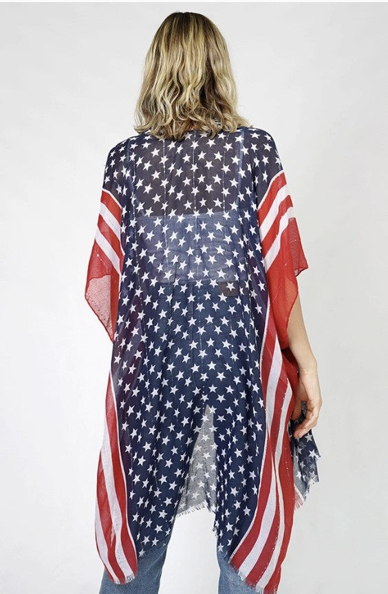 American Flag Sequin Kimono - #8986