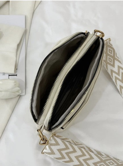 Boho Strap Crossbody Bag (Blue-Beige) - #9299-9300