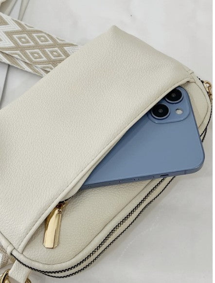 Boho Strap Crossbody Bag (Blue-Beige) - #9299-9300