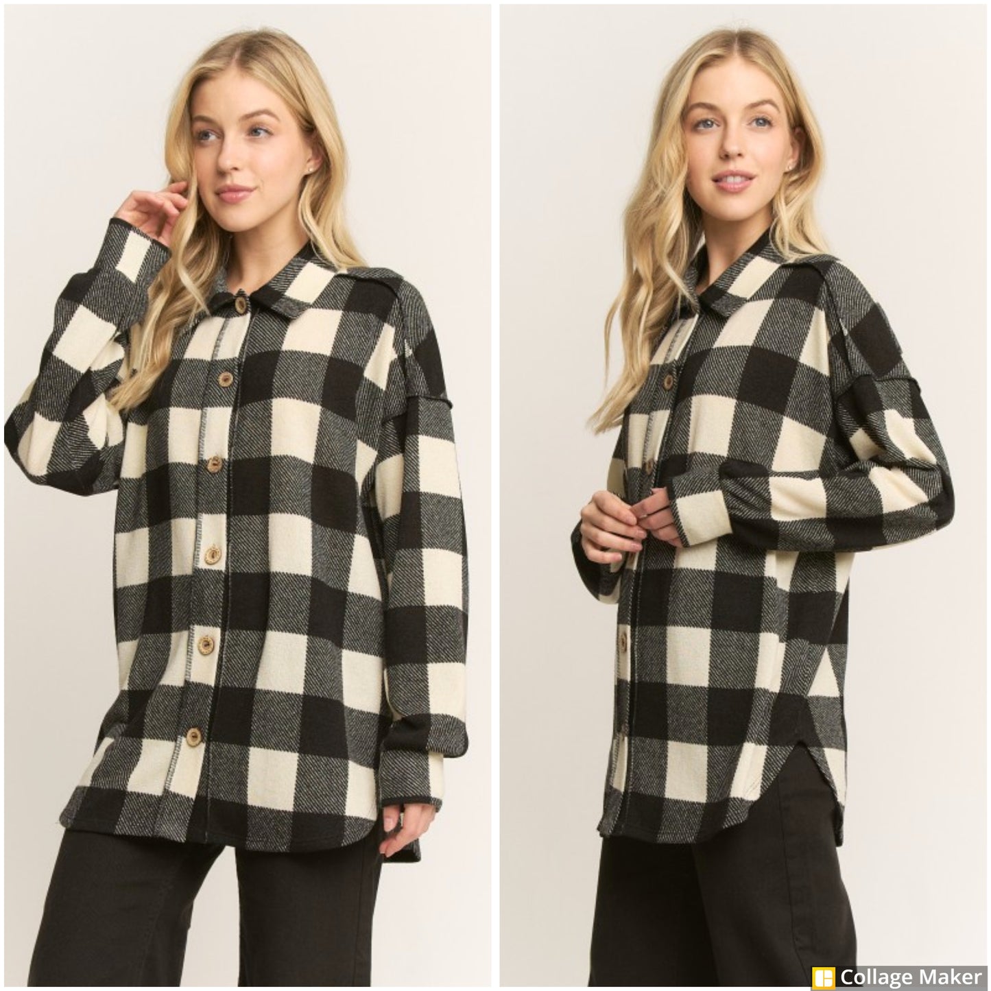Black & Cream Plaid Shacket - #10754-10759