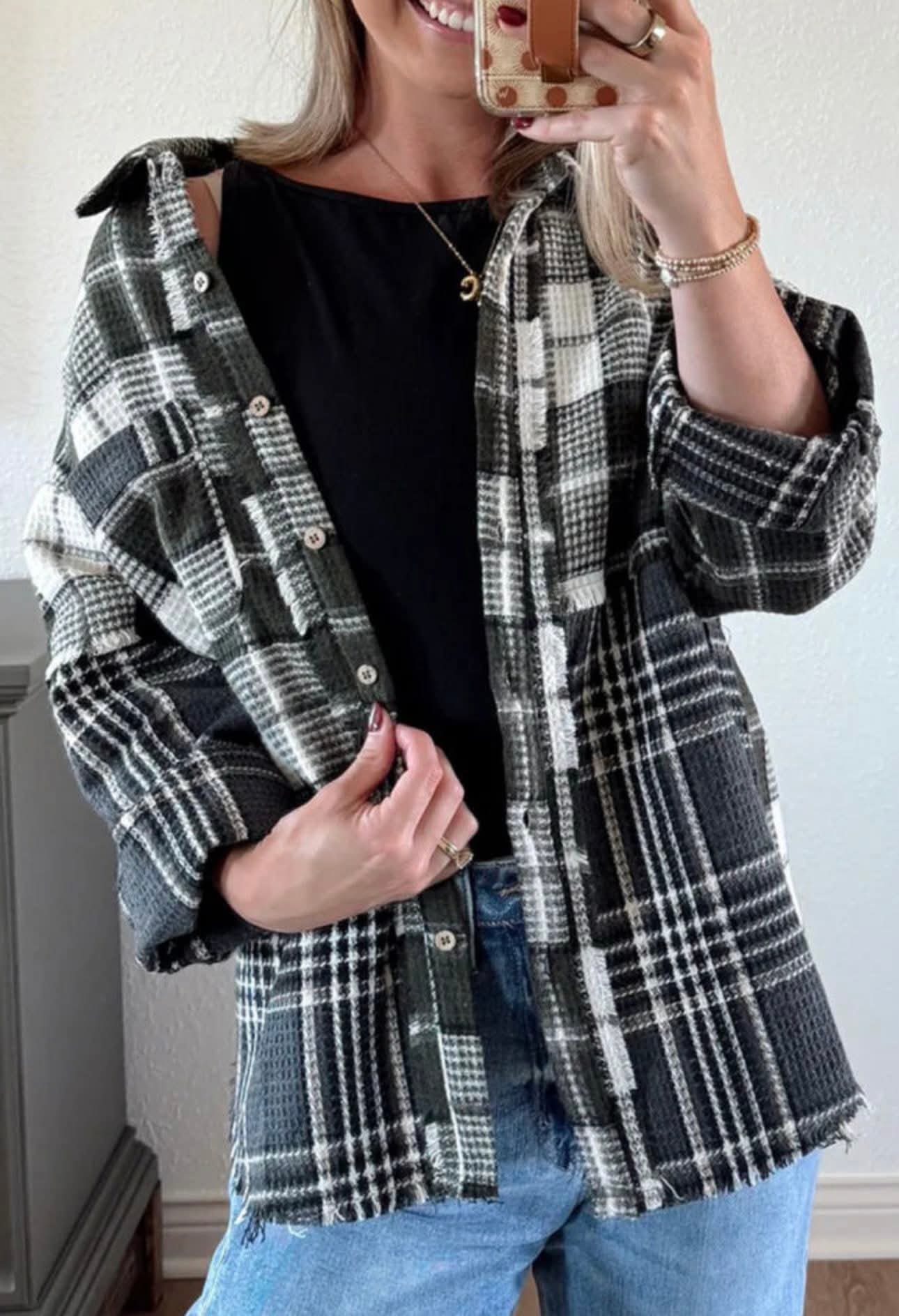 Black Plaid Shacket - #10277-10280