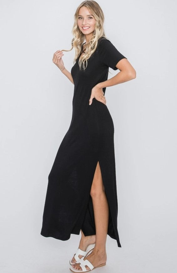 Black Criss Cross Maxi Dress - #6381-66386