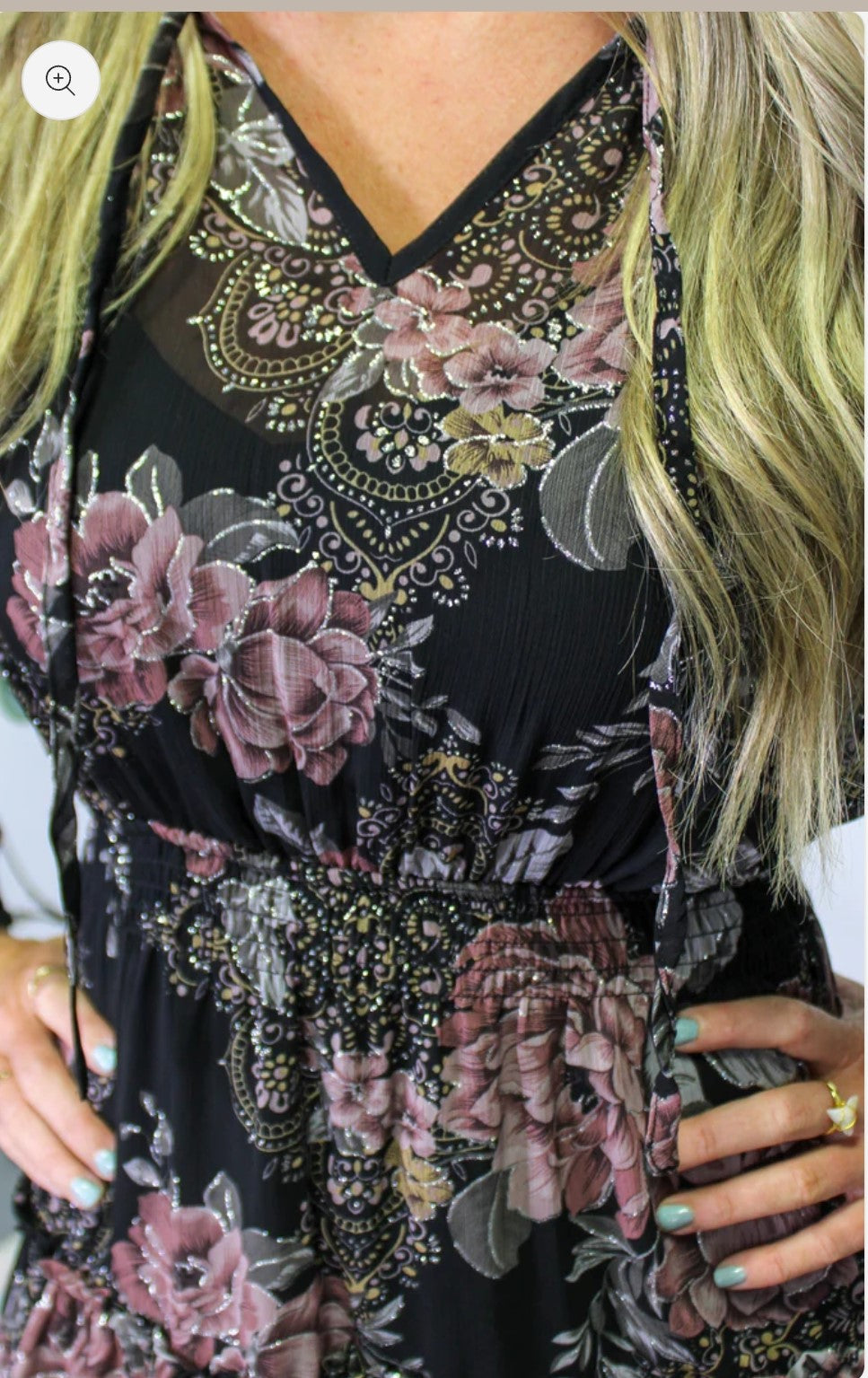 Black Vintage Floral Dress - #7910-7913
