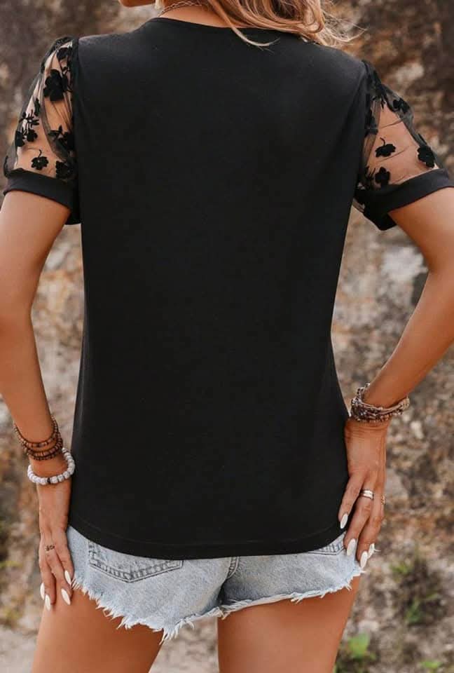 Black Lace Detail Top - #9106-9109