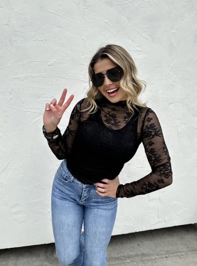 Black Lace Top - #8593-8596
