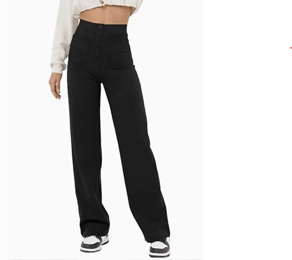 Black Loose Straight Leg Pants - #9168-9172
