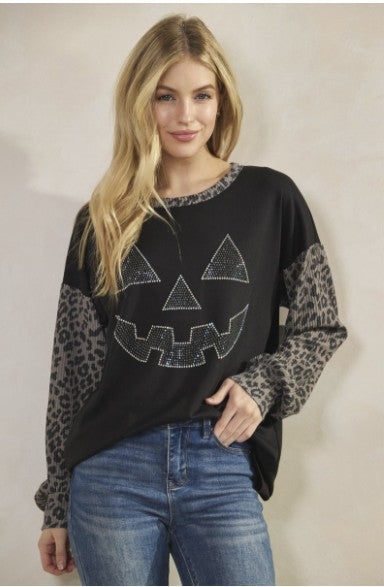 Black w/Rhinestone Pumpkin Face w/Leopard Sleeves - #10301-10306