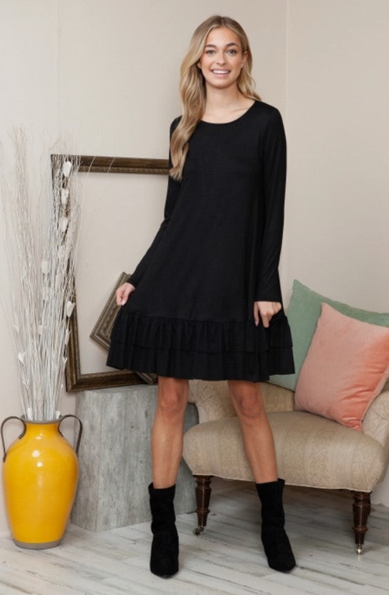 Black Tiered Ruffle Dress - #5836-5842