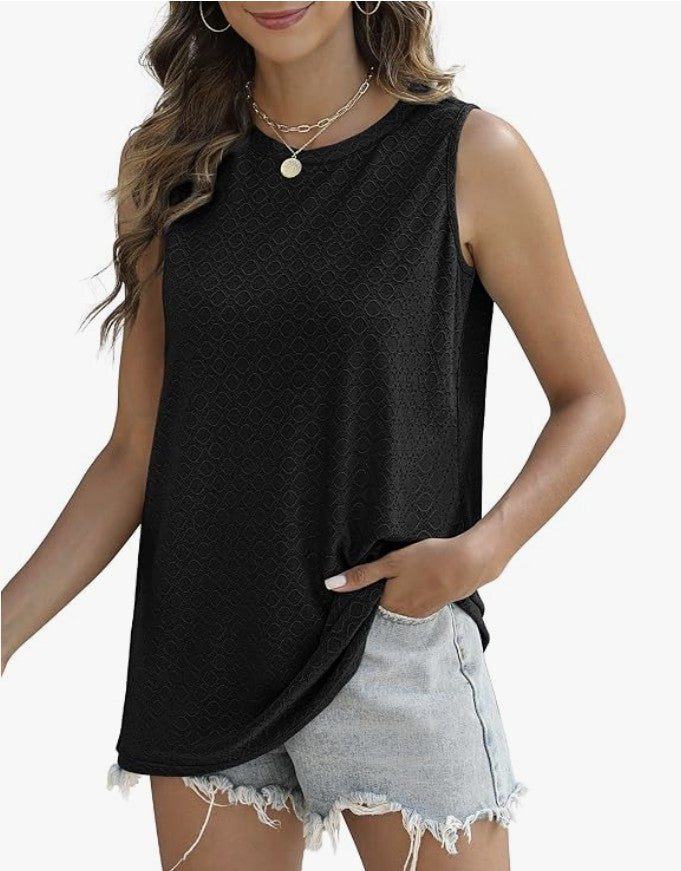 Black Textured Trendy Tank - #9282-9286