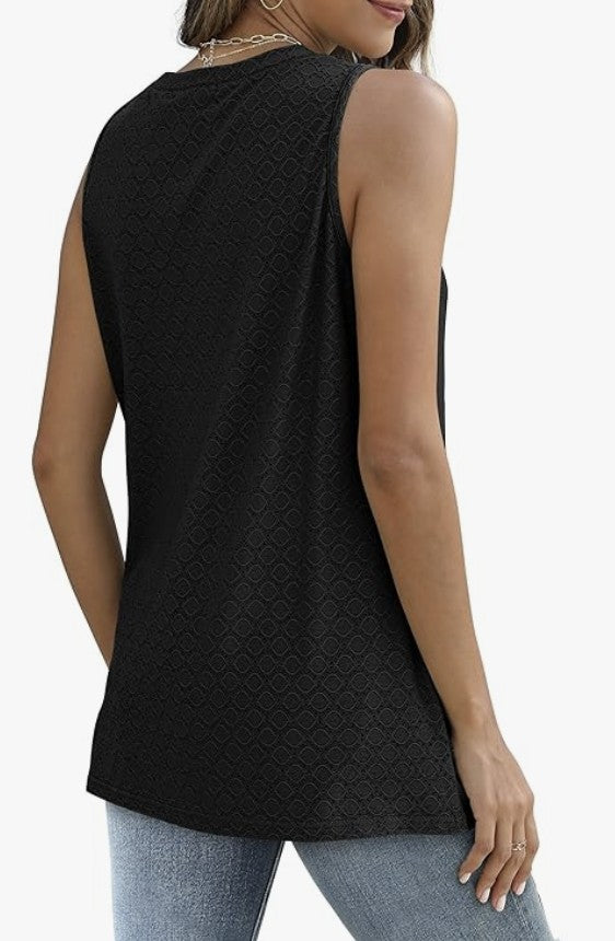 Black Textured Trendy Tank - #9282-9286