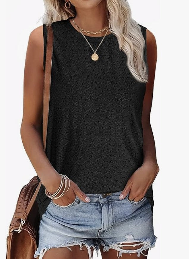 Black Textured Trendy Tank - #9282-9286