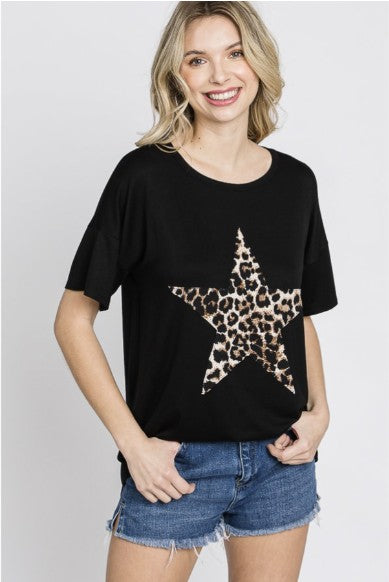 Black Top w/Leopard Print Star - #9395-9400