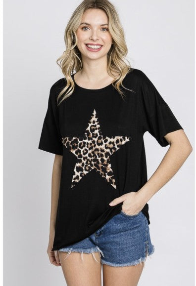 Black Top w/Leopard Print Star - #9395-9400