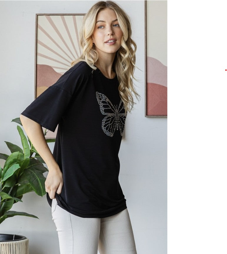 Black Top w/Sequin Butterfly - #9941-9946