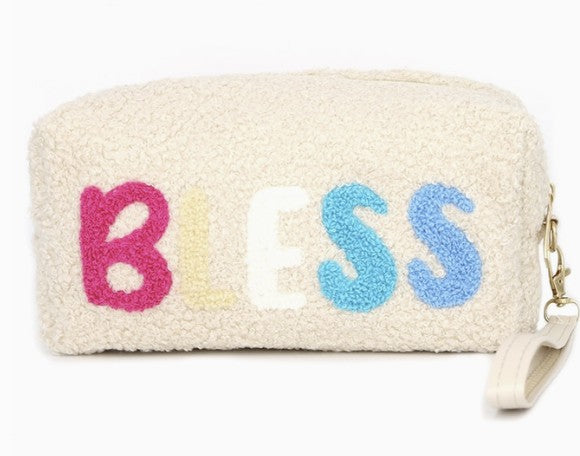 Beige Bless Faux Fur Cosmetic Bag - #8990