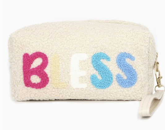 Beige Bless Faux Fur Cosmetic Bag - #8990