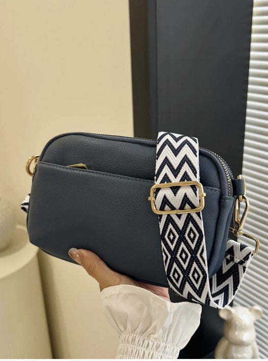 Boho Strap Crossbody Bag (Blue-Beige) - #9299-9300