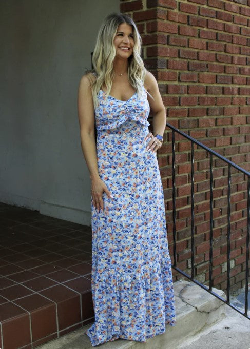 Blue Floral Maxi Dress - #7402-7405