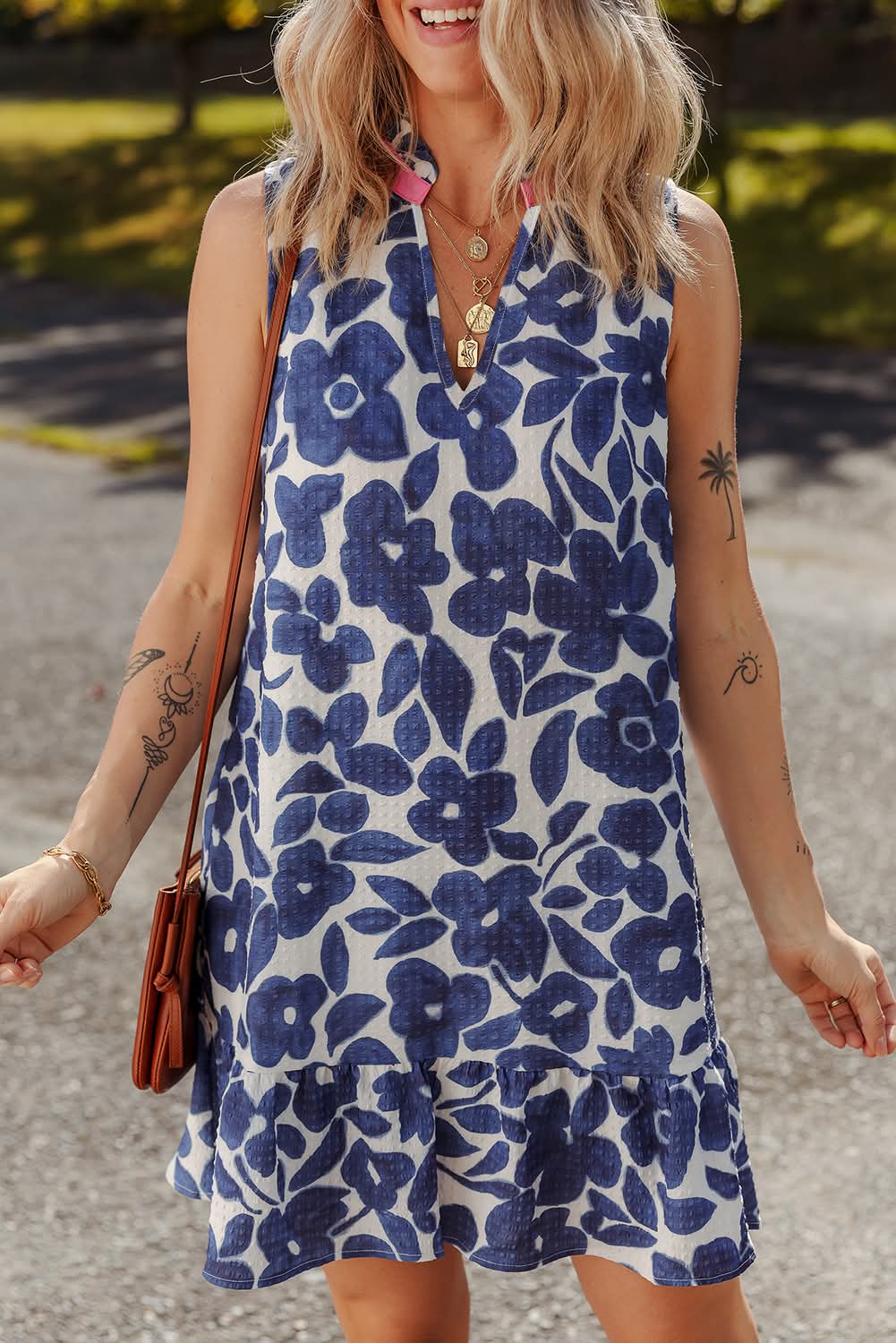 Blue Floral Tank Dress - #9619-9622