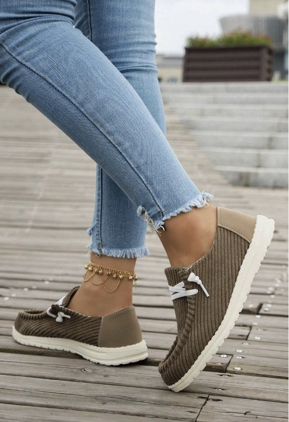 Coffee Ribbed Slip-On Shoe - #10547-10553