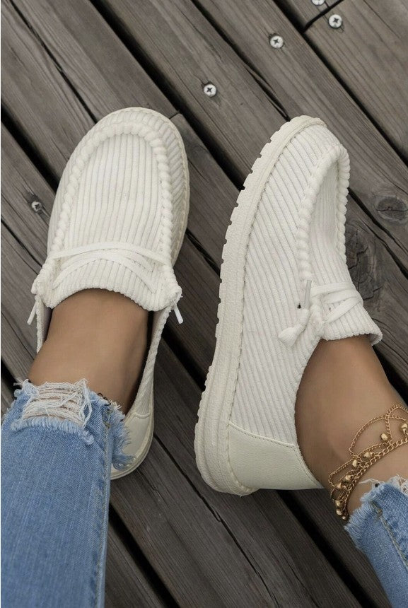 Cream Ribbed Slip-On Shoe - #10558-10564