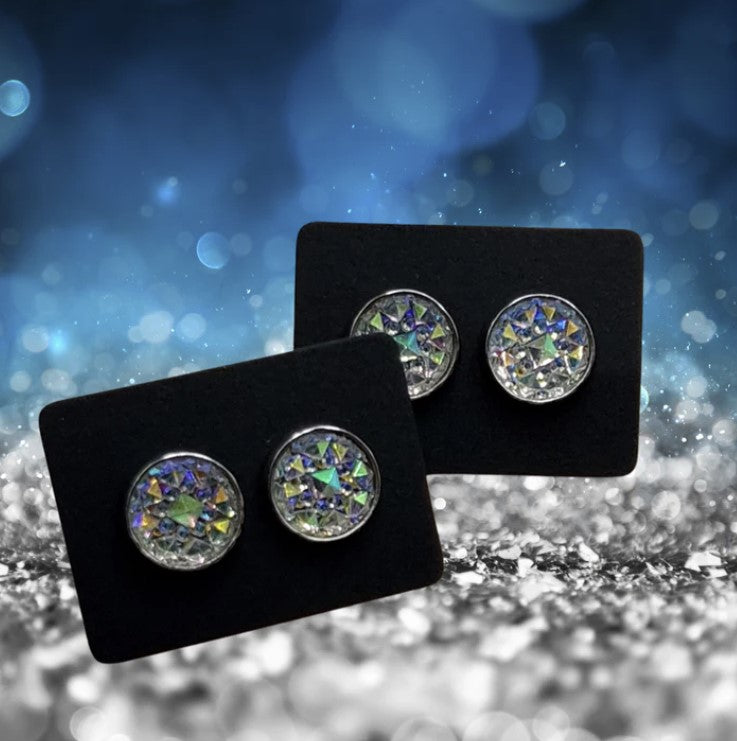 Crystal Diamond Pattern Round Earrings - #7492