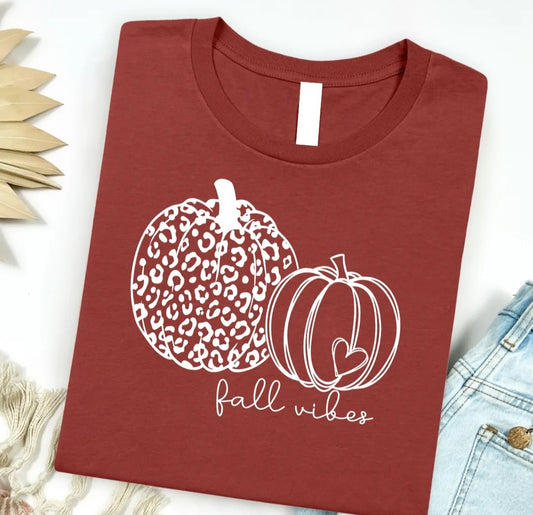 Fall Vibes Leopard Pumpkin Tee - #10144-10149