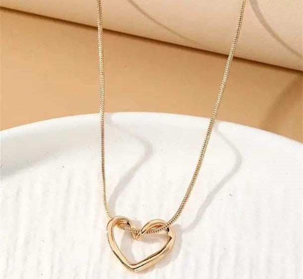 Silver & Gold Heart Pendant Necklace - #8373-8374