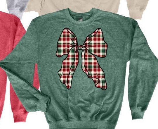 Green Plaid Bow Sweatshirt - #10609-10613