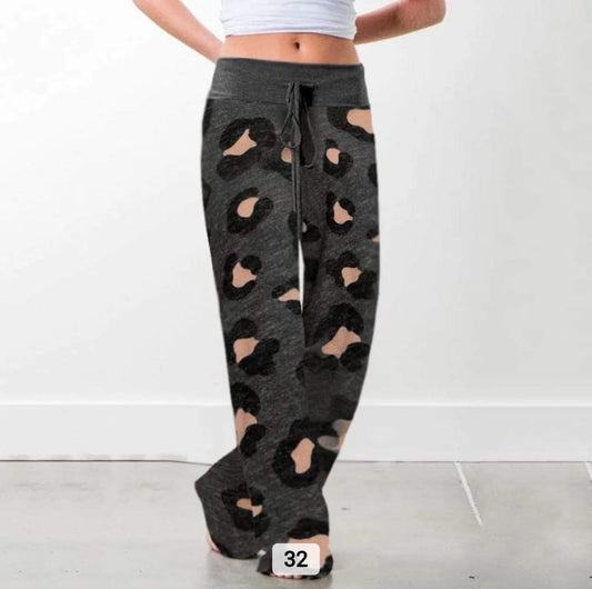 Grey Leopard Print Lounge Pants - #8375-8378