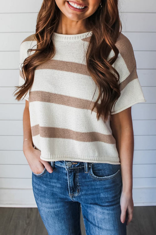 Khaki Stripe Knit Top - #10167-10170