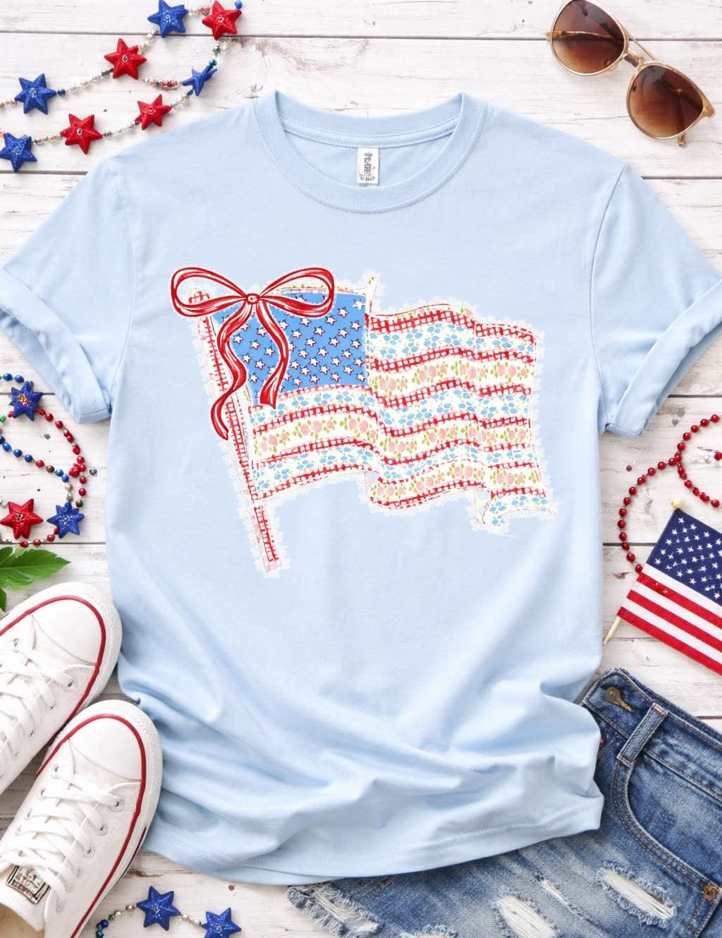 Lt Blue Flag Tee - #11163-11167